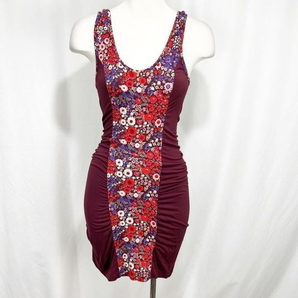 Intimately Free People Women’s Red Floral Sleeveless Bodycon Sheath Dress Medium